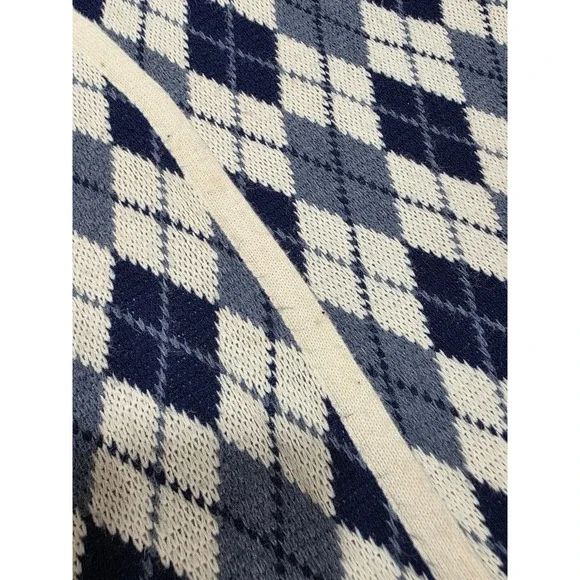 Amana Woolen Mills Blue Argyle Sweater Vest and Cardigan Set Mens Large Vintage